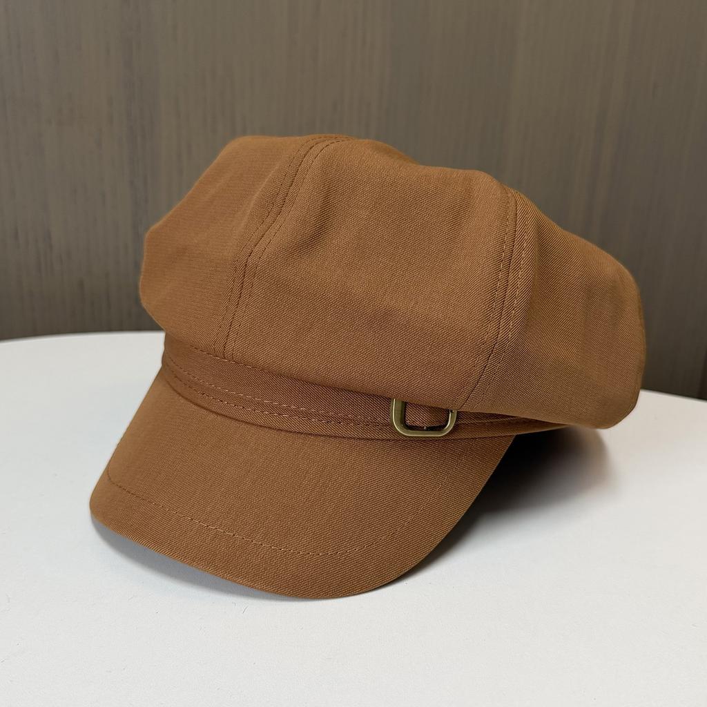 Stylish and simple octagonal hat women's spring and summer thin versatile face cap British style newsboy hat