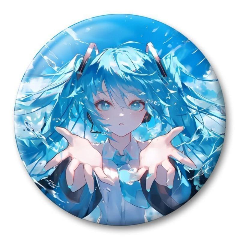 58mm Glossy Hatsune Miku Badge Anime Cartoon Hatsune Miku Peripheral Barji Goods Hanging Brooch Badge Playthings Gifts 58mm glossy