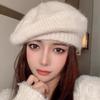 Solid Color Mohair Beret Warm Painter Hat Retro Knitted Beanie Cap  Streetwear