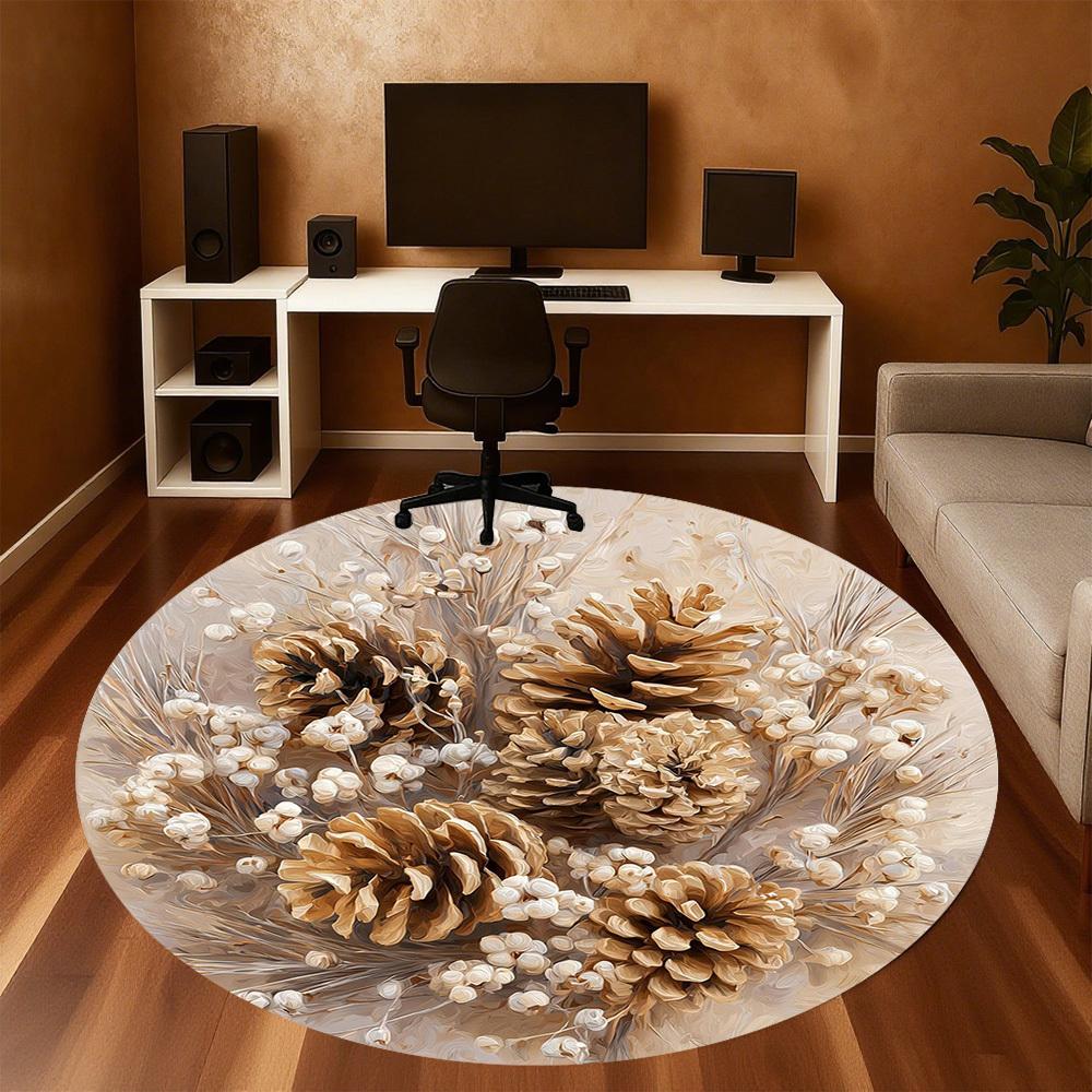 1pc pinecone flower Round Chair mat office Area Rug - Non-Slip, Floor Mat for Office, Bedroom, Ideal home decor gift c0112119
