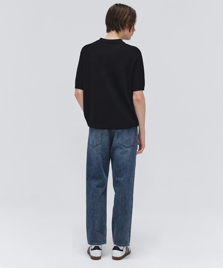 EZIO Open Collar Half Knit_Black