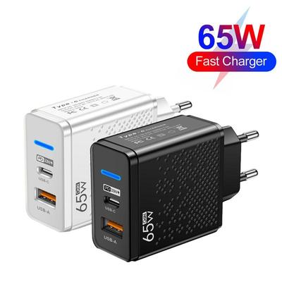 Caricatore a Ricarica Rapida PD 65W Adattatore Caricatore per Telefono Quick Charge 3.0 Adattatore da Muro a Ricarica Rapida Tipo C per Iphone Galaxy Xiaomi Huawei e Altri
