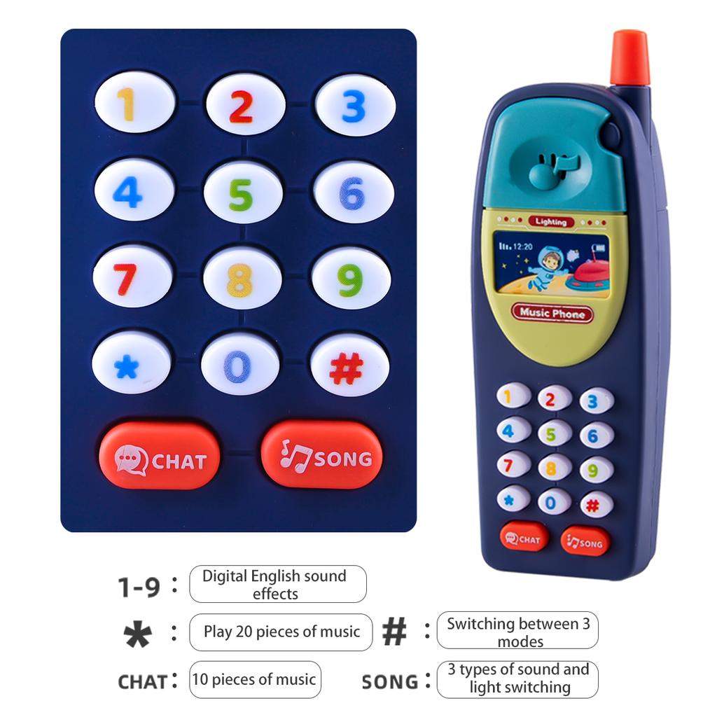 Play Phone Toys for Kids, Fun Music Simulation Phone Lighting Learning Cellphone Toy 4 Color Could Be Chosen Excluding Batteries