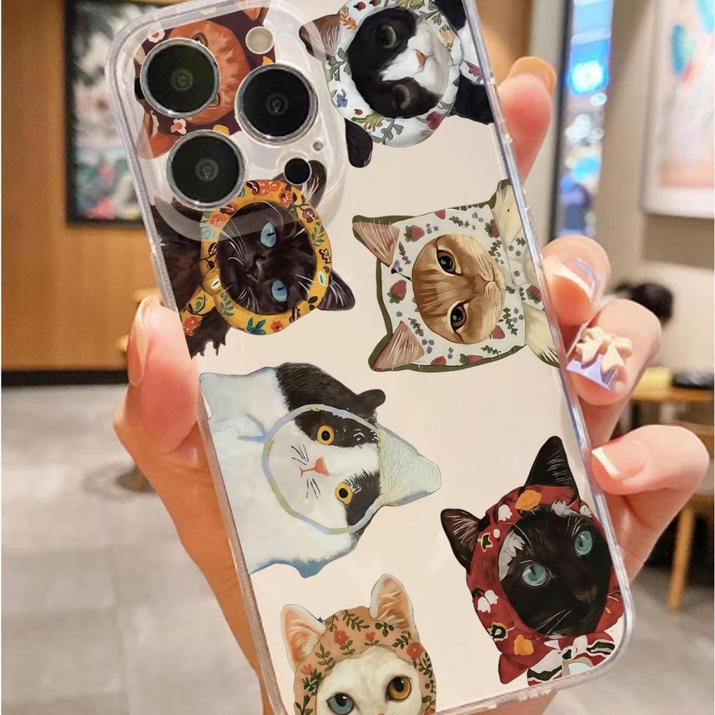 Katzen Dorf Anti-Fall Transparente Hülle für iPhone 14/15/16/17 Pro Max