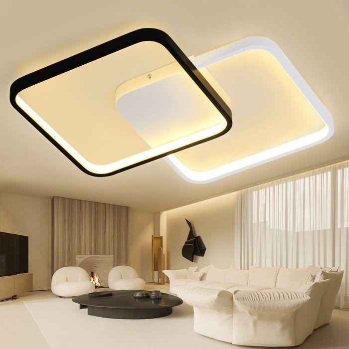 Plafonnier LED NETTLIFE Modèle 43 cm 55W Dimmable Noir/Blanc