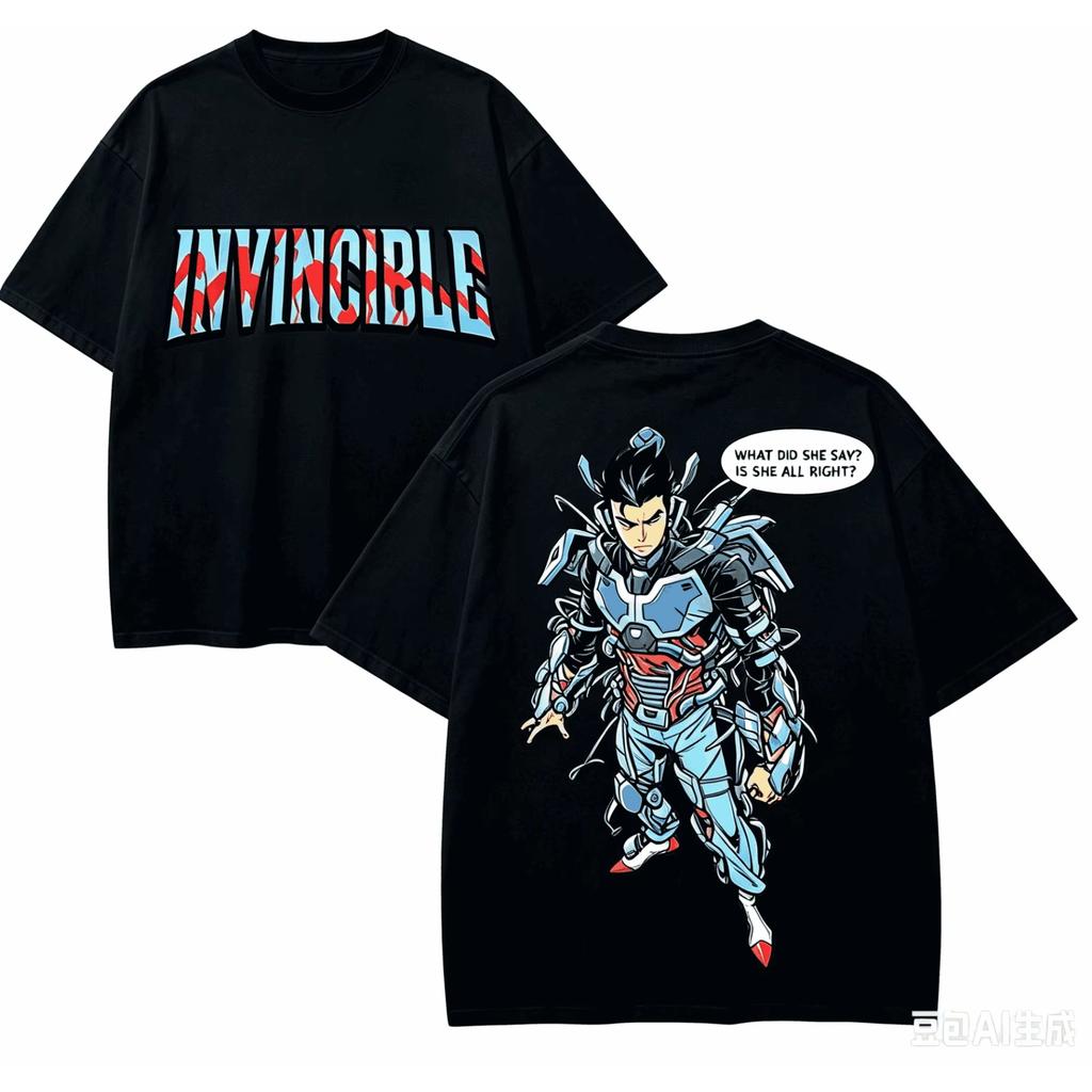 Invincible T-shirt Vintage Anime Superhero Graphic Unisex Oversized Crew Neck Cotton Short Sleeve Tee Tops Steetwear Hot Sale