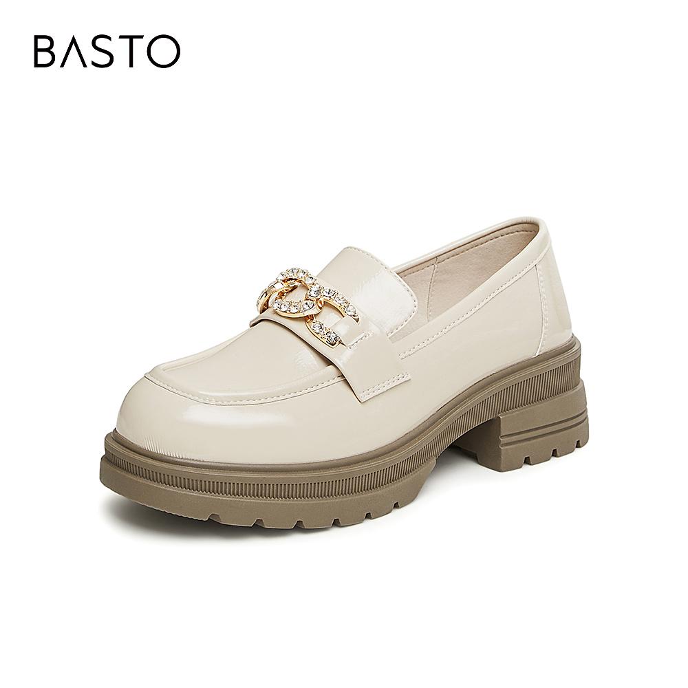 Best 24 Spring Fashion Metal Buckle Academy Wind Le Fu Shoes Coarse Heel Women's Single Shoes WA511AA4