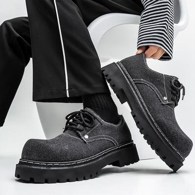 Fashion New Mens Derby Shoes British-Style Big Round-Toe Chunky Platform Sneakers Original Breathable Casual Shoes for Streetwear &Daily