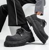 Mote Nye Herre Derby Sko Britisk Stil Stor Rund Tå Chunky Platå Sneakers Originale Pustende Fritidssko for Streetwear & Daglig