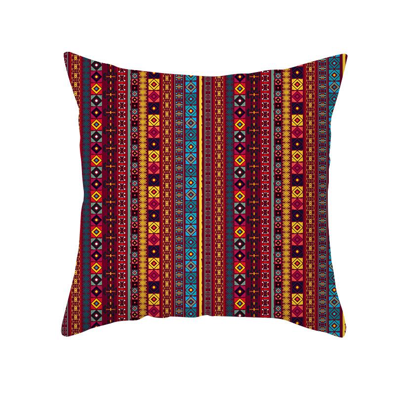 New Bohemian Colorful Geometric Pattern Short Plush Pillowcase Ethnic Style Retro Pillowcase Cushion
