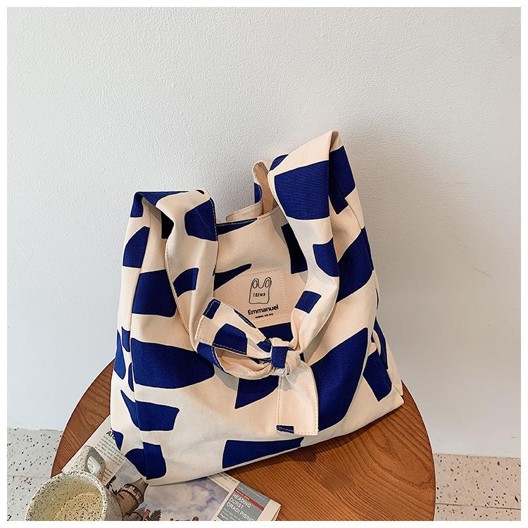 

Жіноча полотняна сумка великої місткості 2024, нова модна сумка для покупок через плече, текстурна сумка для приміських поїздок синій