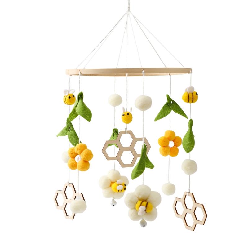 Baby Wooden Crib Mobile Bed Bell Hanging Rattle Toy Newborn Music Box Bed Bell Hanging Toys Holder Bracket Infant Crib Baby Gift