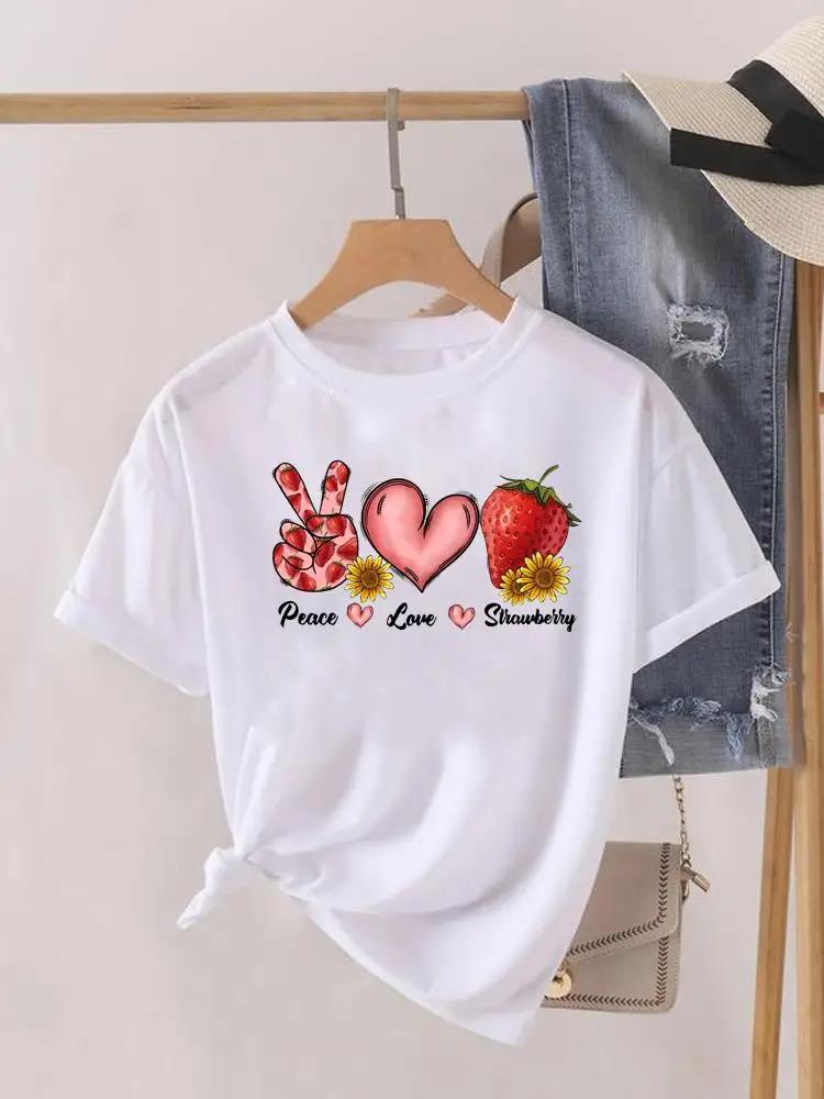 Love Heart Print Clothes Graphic Tshirt Fashion Print Summer Unisex Trend Sweet Short Sleeve Lady Female Shirt Tee