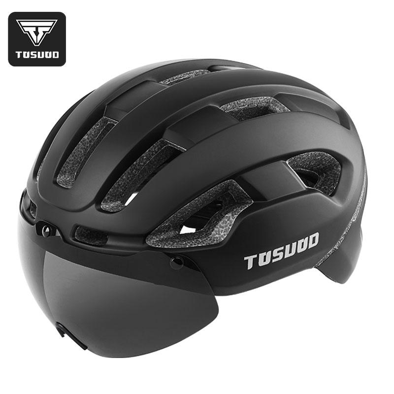 TOSUOD Dual Sport Bicycle Helmet with Visor Integrated Safety Helmet for Men and Women s Cycling Mountain Road Bike Sports