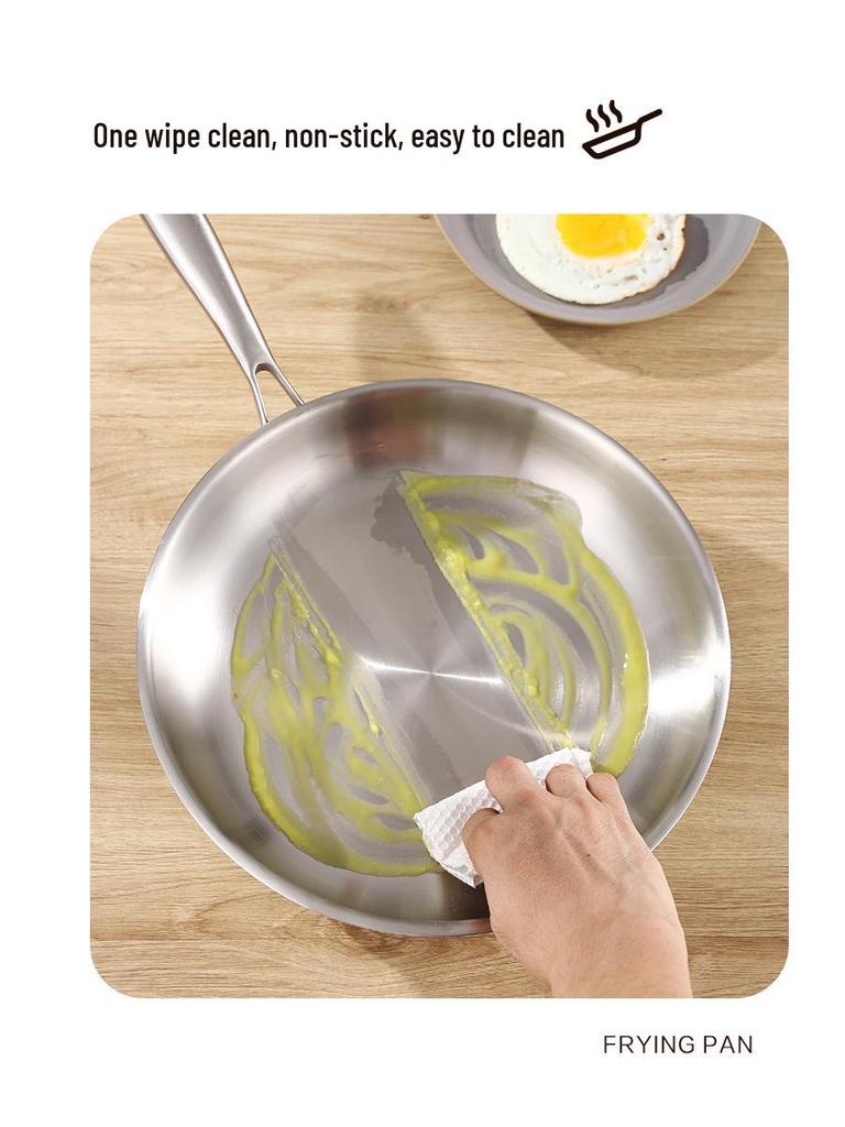 316L Stainless Steel Flat-Bottom Frying Pan with Lid, Non-Stick & No Coating, Multi-Purpose for Stir-Fry