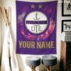 Benutzerdefinierter Name Újpest FC Wandteppich Ästhetisches Wandbehang Gedruckte Stoffdecke Dekorative Wandteppiche für Schlafzimmer Wohnzimmer Heimdekoration