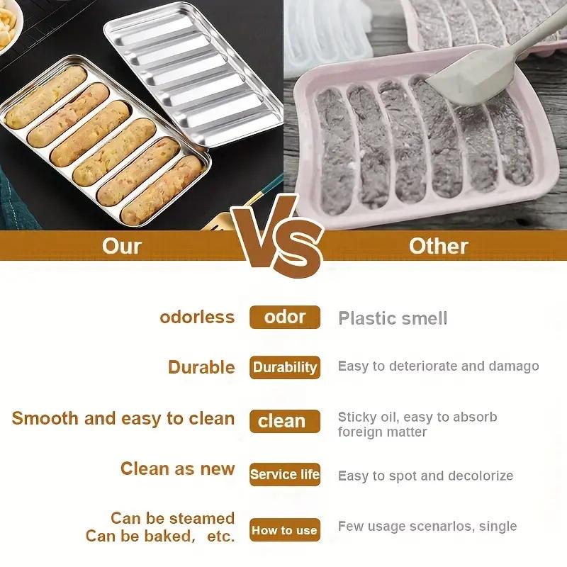 1Pieces 6 In 1 Sausage Maker Stainless Steel Mold DIY Hot Dog Handmade Ham Sausage Mould Kitchen Making Outdoor Tableware