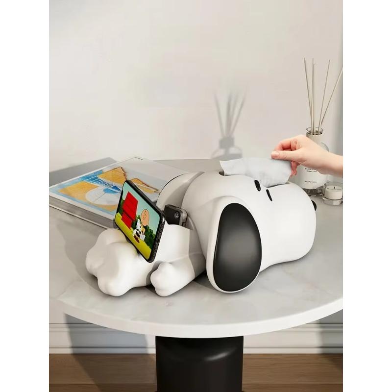 Multifunctional Resin Tissue Box Holder with Phone Stand & Remote Storage for Living Room Coffee Table Decor
