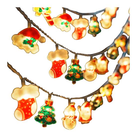 LED String Light Easy to Install Battery Powered Santa Claus Snowman String Light Christmas Fairy Lamp Party Supplies