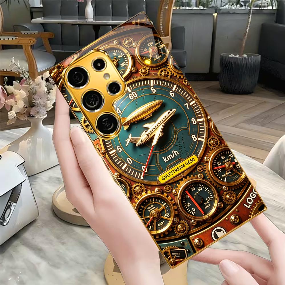 Vintage Airplane Gauges phone case s26 ultra case s25 ultra case glass for Samsung Galaxy S26 S25 S24 S23 S22 FE Ultra Plus