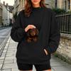 Women's Fashion Drop Shoulder Long Sleeve Pullover Sweatshirt with Pet and Baby Pouch Casual Top