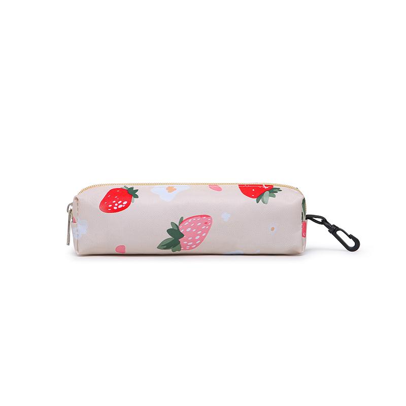 Strawberry Print Backpack Set Student Three-Piece Schoolbag Women's Large Capacity Water-Repellent Graffiti Backpack