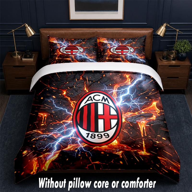 AC Milan Design Bed Bedding Set 1 Duvet Cover + 2 Pillowcases Soft Breathable Household Bed Linens