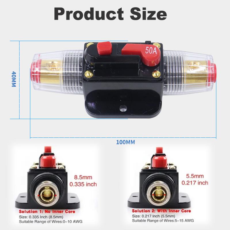 Car Circuit Breaker Fuse Reset 20A 30A 40A 50A 60A 80A 100A 150A Manual Reset Fuse Car Boat Waterproof Marine Circuit Breaker