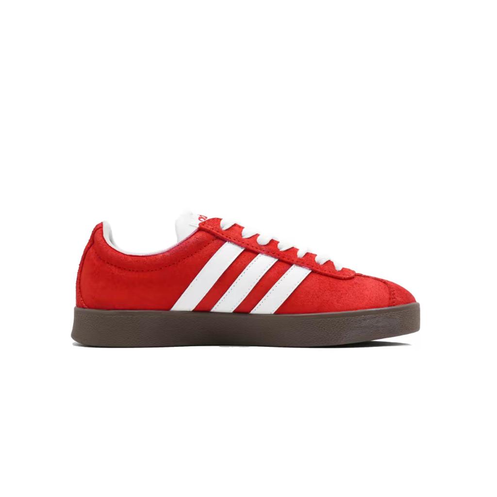 Adidas VL COURT 2.0 Scarlet Berry Red Abrasion Resistant Low top German Army Trainers Unisex Red White HQ1802(Team1274-)