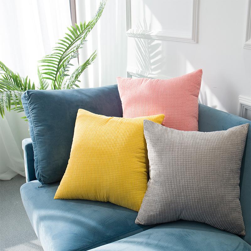 Nordic Simple Office Cushion Square Velvet Pillow Cover Without Insert Waist Pillow Living Room Cushions Pillow Sofa