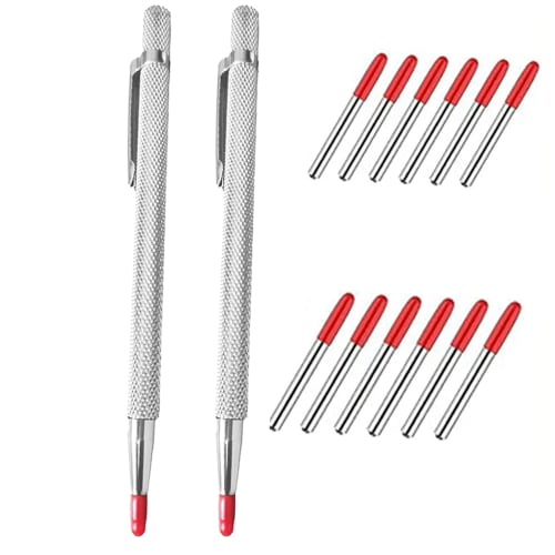 XIANFENGHU Cutter Pen, Ceramic Tile Cutter Pen, Set of 2, with Carbide Tip and Pocket-Shaped Point for Glass and Ceramic Tiles