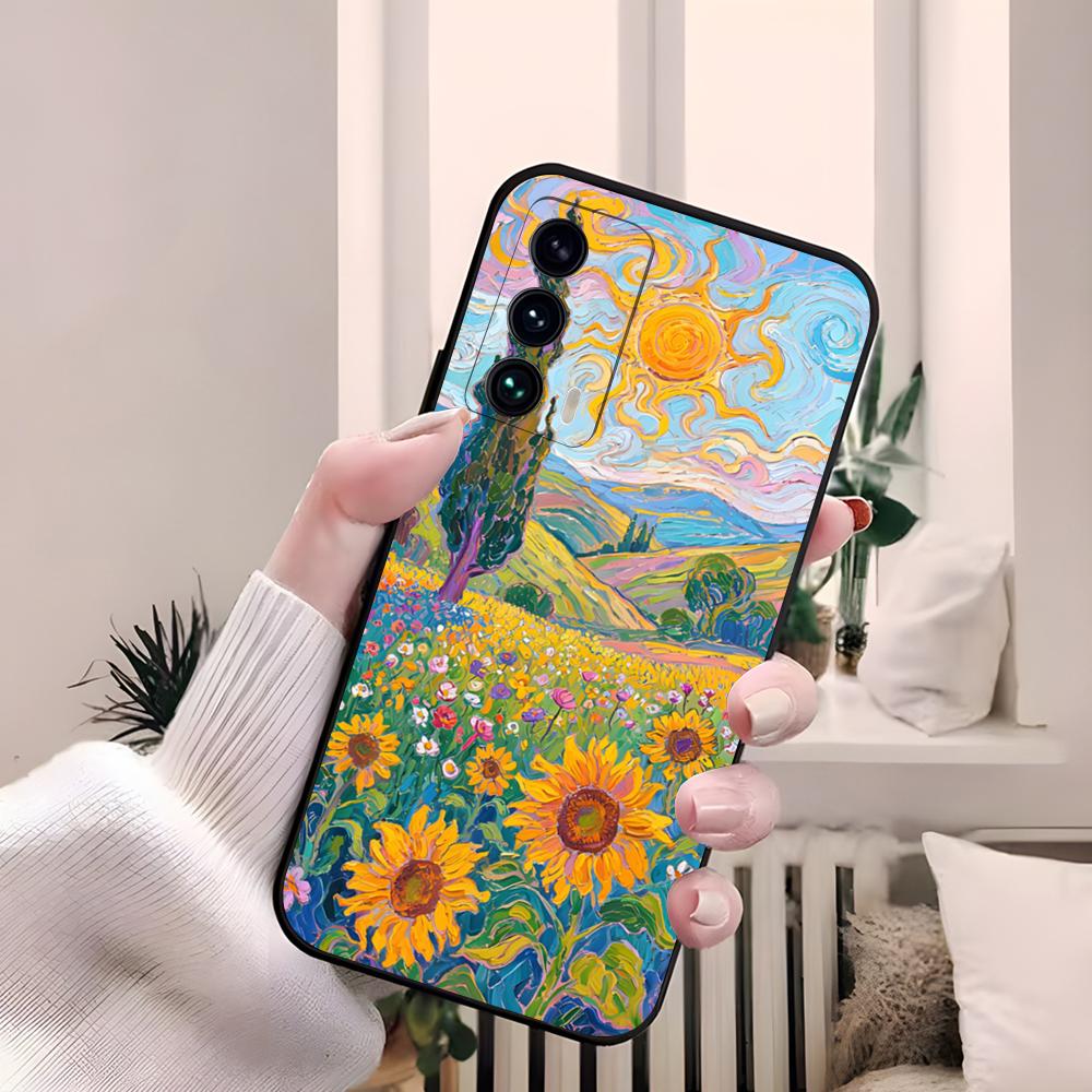 Van Gogh Starry Sunflowers Phone Case For Samsung S26 S25 Edge S24 S23 S22 S21 Ultra Plus Fe A55 56 15 4G 5G Galaxy Silicon Cove