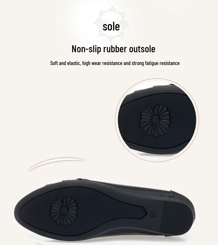 Chaussures en cuir à enfiler pour femmes printemps et automne: Ballerines confortables à semelles souples pour les personnes d'âge moyen et les personnes âgées