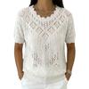 Maglia T-Shirt Corta da Donna all'Uncinetto Lavorazione ajour con Collo in Pizzo Primavera/Estate 2026