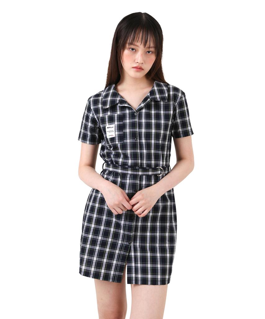 Catharsis Check Shirt Mini Dress Green One Size