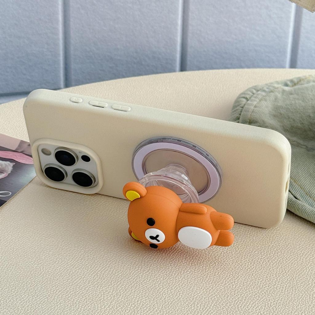 Cartoon Magnetic Retractable Phone Holder: Cute Airbag & Rotating Design for Lazy Desktop Use