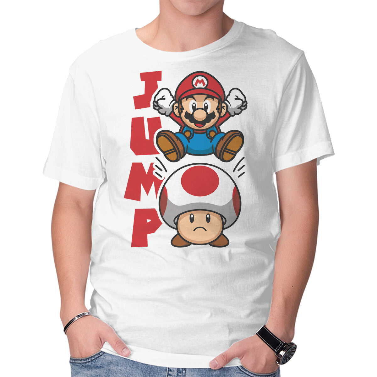 Unisex Crew Neck T-Shirt Toad Jump Graphic Short Sleeve Casual Tee S