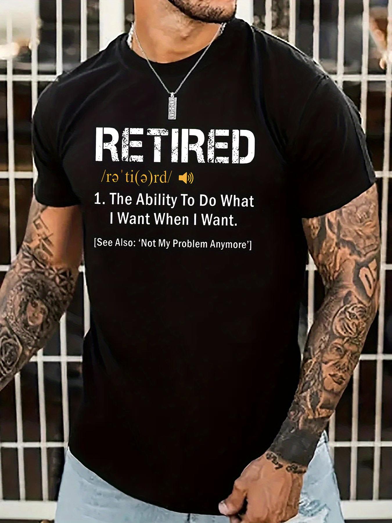 RETIRED Monogram Graphic Print Mens Creative Top Casual Short Sleeve Crew Neck TShirt Summer Outdoor Mens Wear S