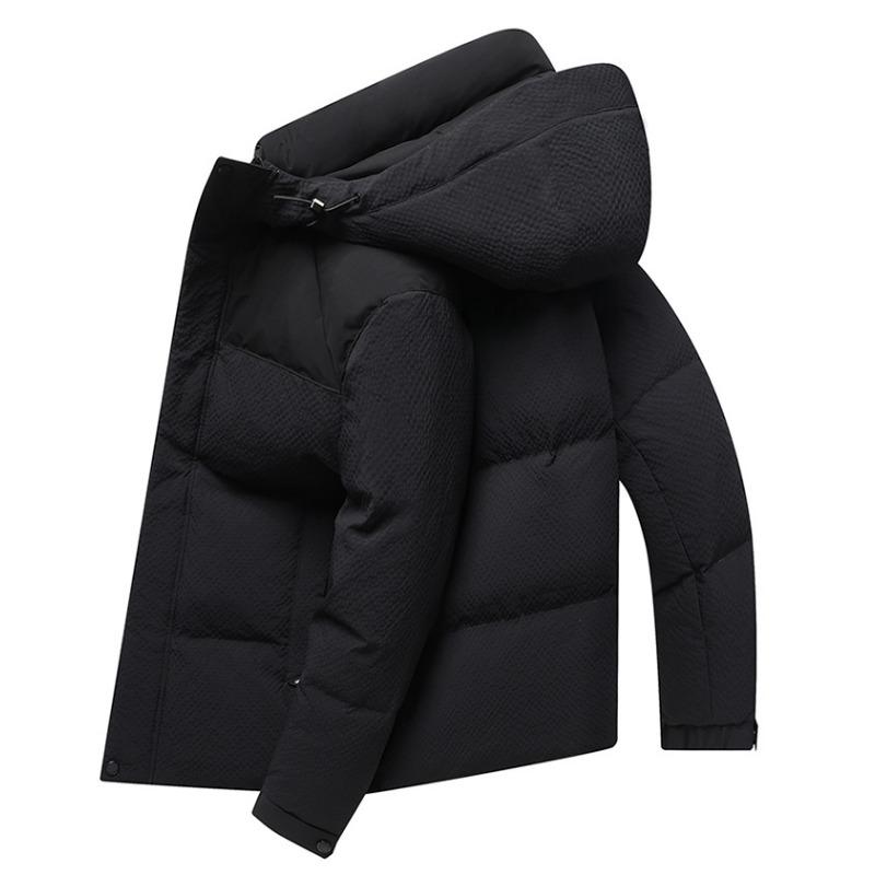 Down Jacket Men's Winter 90 Down White Duck Down Men's Casual Warm Bread Coat Anti-cold Trendy Hooded Short Jacket