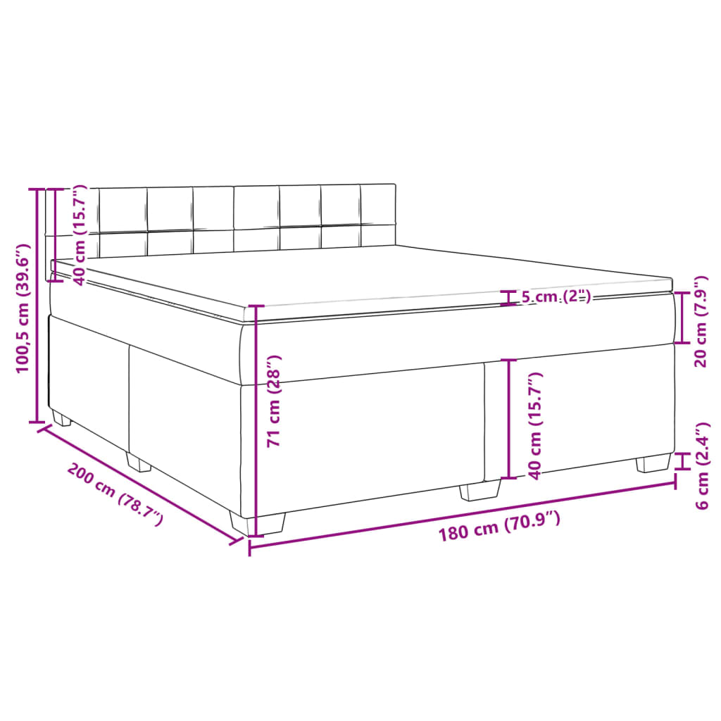 Box Spring Bed with Mattress Black 180 x 200 cm Fabric