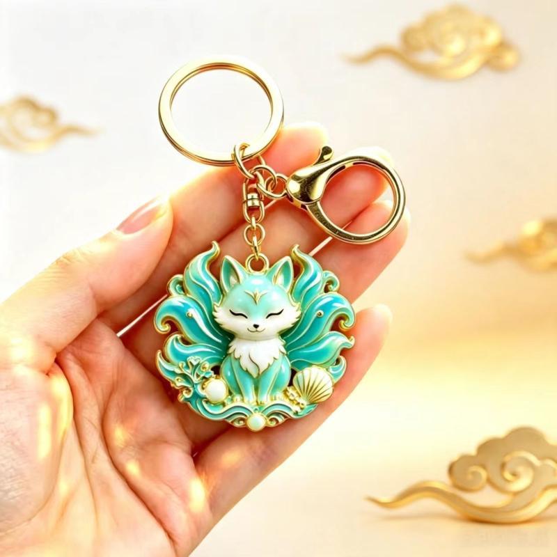 Enamel Luxury Keychain High-End Metal Pendant Bag Charm Blessing Charm