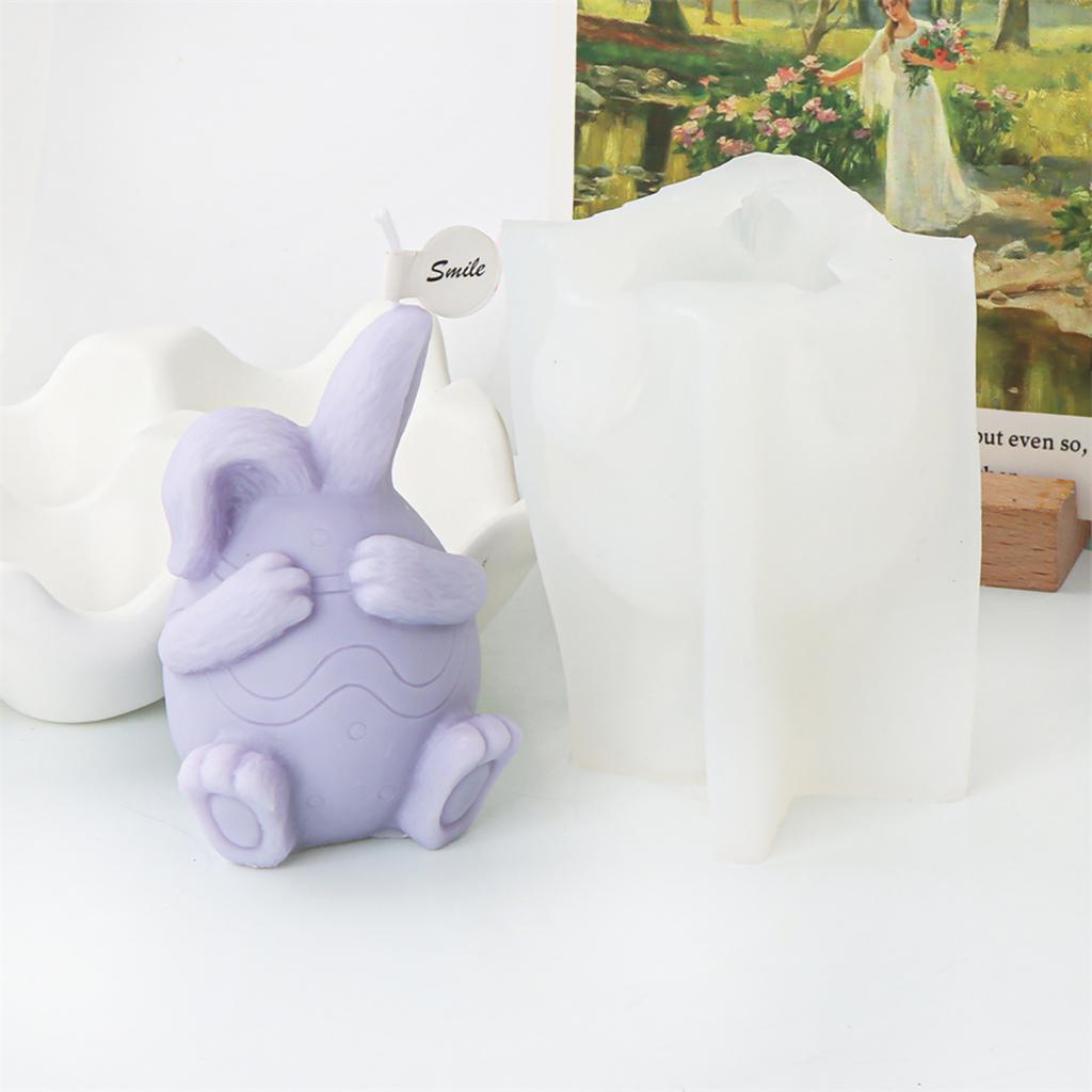 Niedliche Osterhasen-Silikonform für Kerzen, schöne Hasenform, Kunstharzform, einzigartige Silikonform für selbstgemachte Osterkerzen