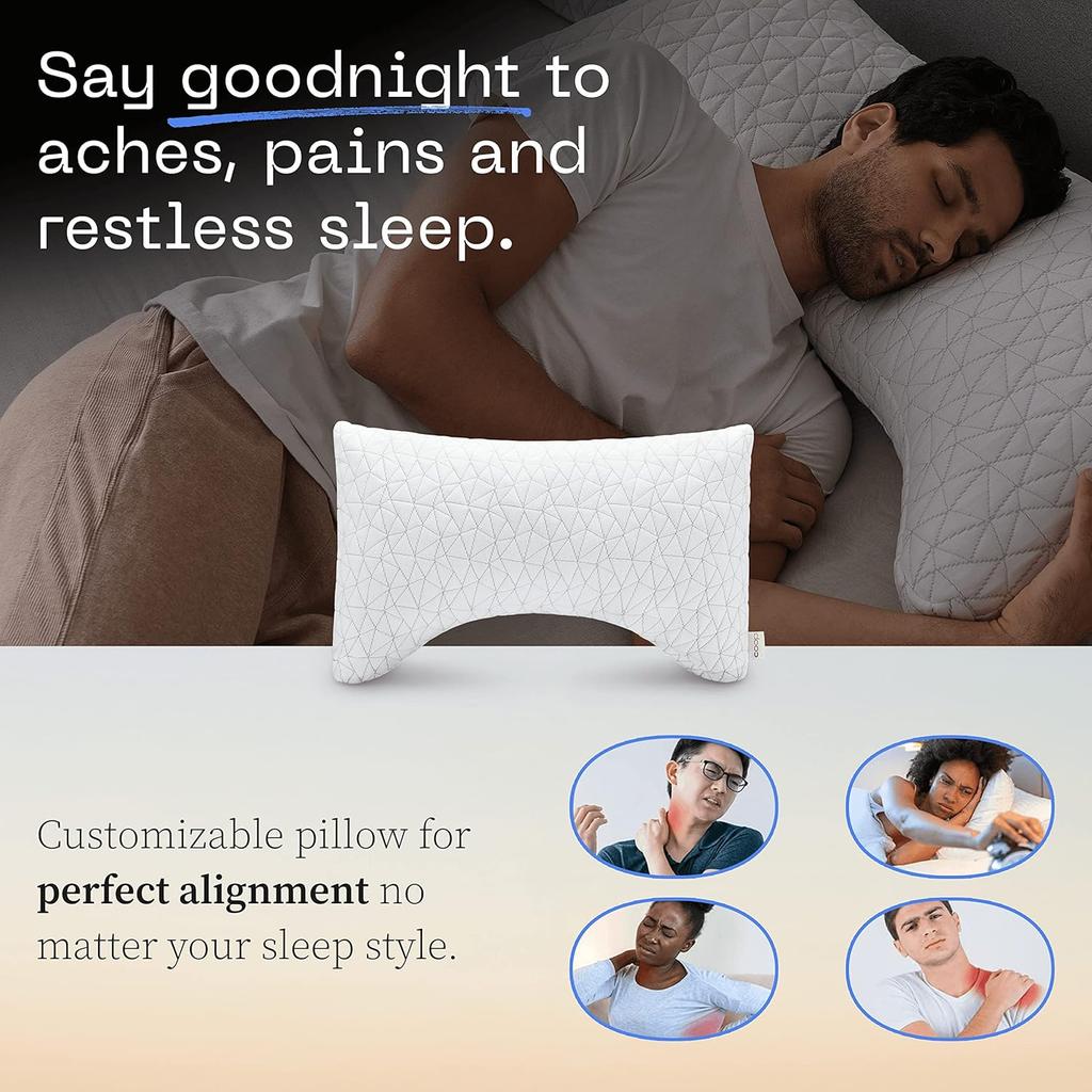 Original Crescent Adjustable Pillow, Queen Bed Pillows for Shoulder, Neck & Head Support, Crescent Foam Pillows - Medium Firm for Back & Side Sleeper