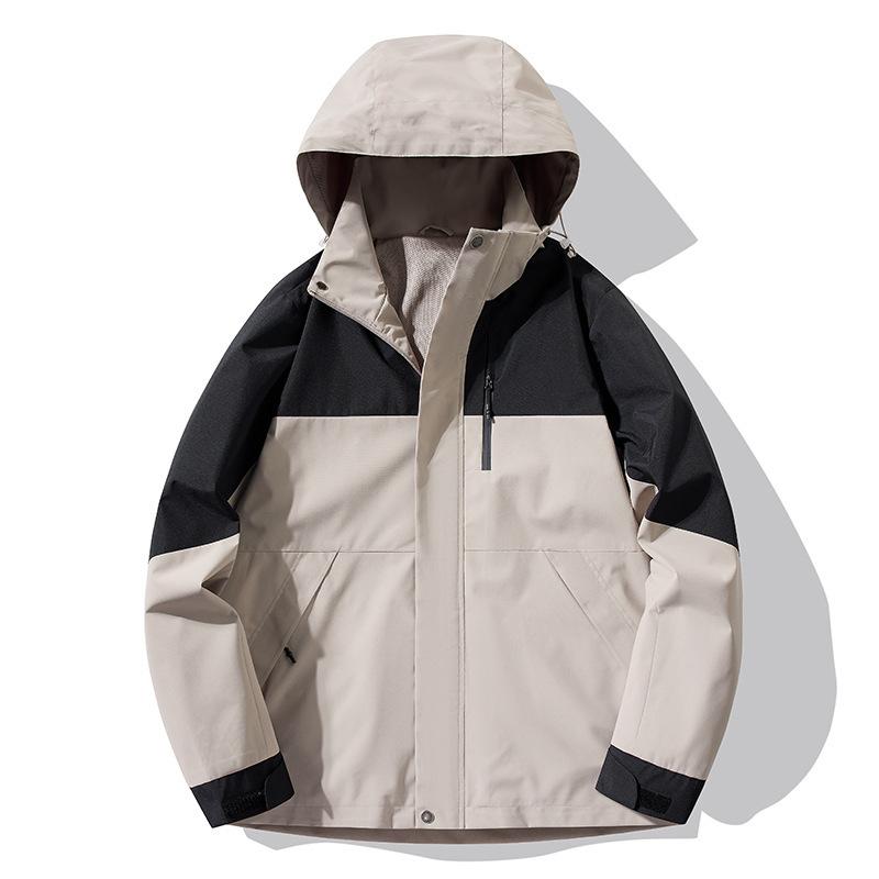 

Couple Spring and Autumn Outdoor Single Punch Jacket Removable Cap Waterproof Windproof Outdoor Mountaineering Jacket 4XL
