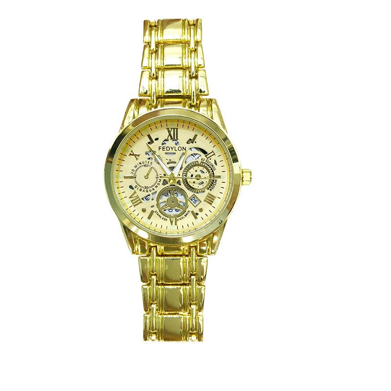 Men's Fully Automatic Mechanical Waterproof Glow-in-the-dark Calendar Trend Student Belt Watch Hollow Quartz Business