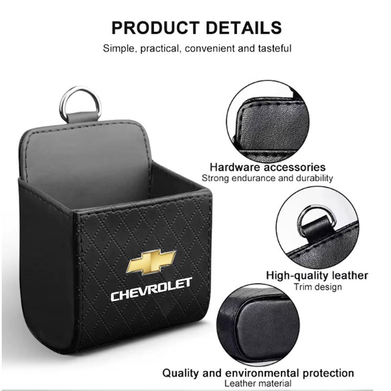 Car Storage Bag Car Air Outlet Debris Bag Mobile Phone Key Sunglasses Leather Organizer Box For Chevrolet Spark Captiva Cruze