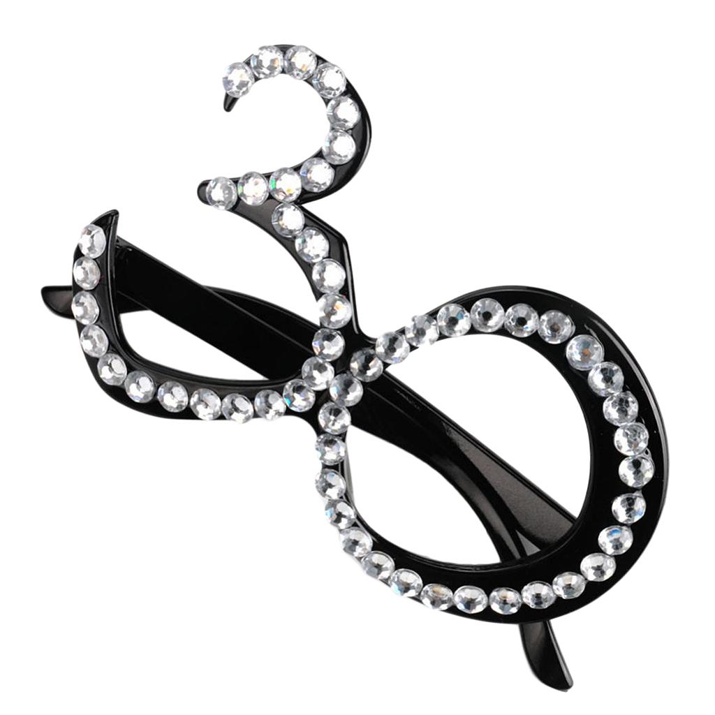 Glitter Crystal Black Birthday Glasses Wedding Anniversary glasses for party