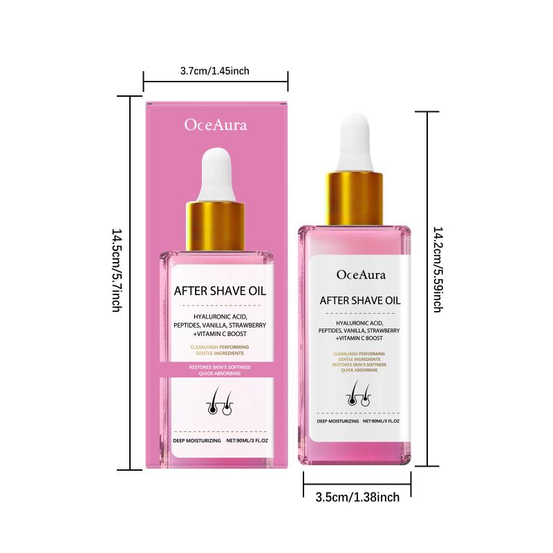 Oceaura Strawberry After Shave Hair Removal Care Oil Mild Moisturizing Nourishing Soothing Smooth Skin Body Essential Oil