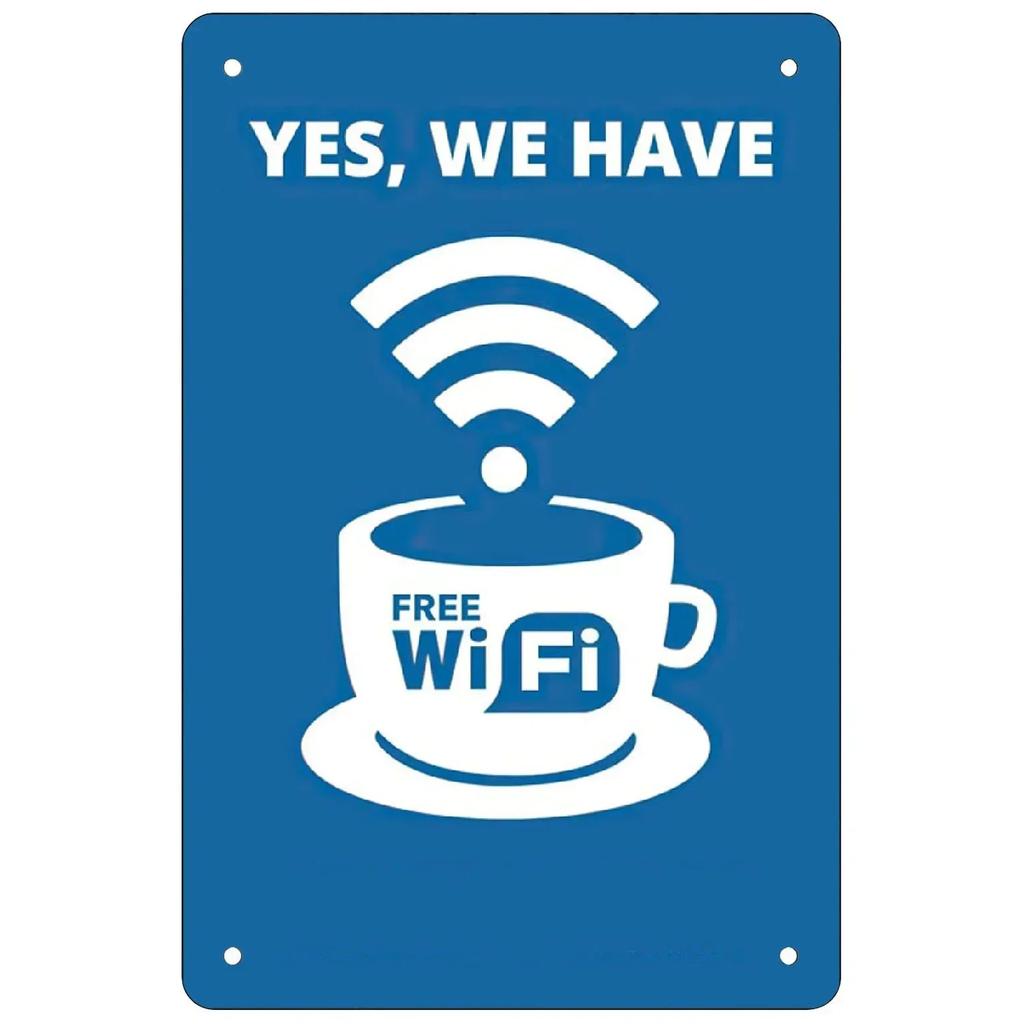 Vintage Free Wifi Metal Tin Sign Retro Warning Plaque for Home Cafe Restaurant Bar Club and Washing Room Decor