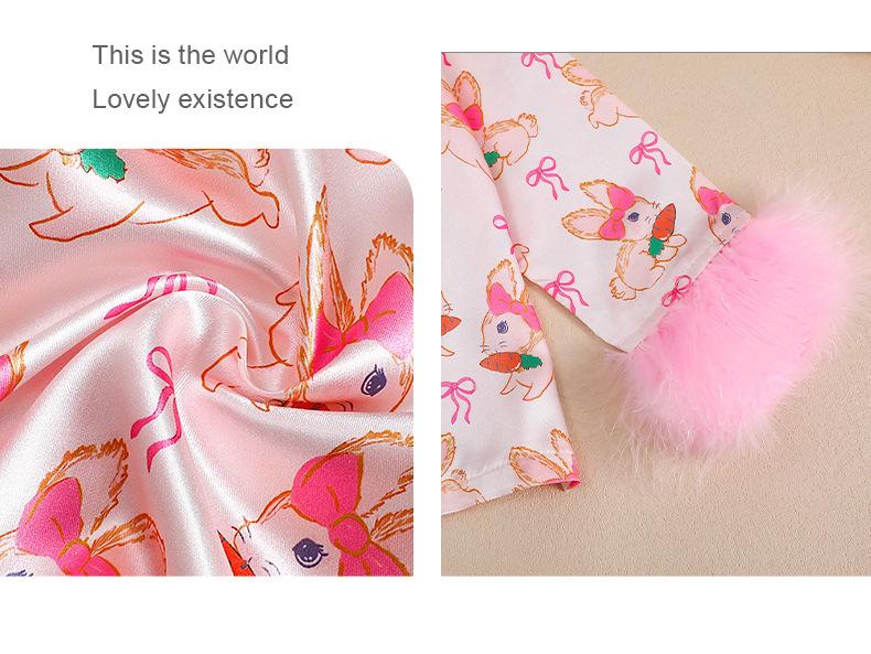 Ensemble de pyjama Lapin de Pâques effiloché - Manches longues et pantalon pour automne/hiver